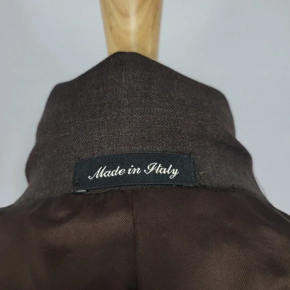 Murano Men's Sport Coat‎ Blazer Three Button Brown Wool Made in Italy Size 39R